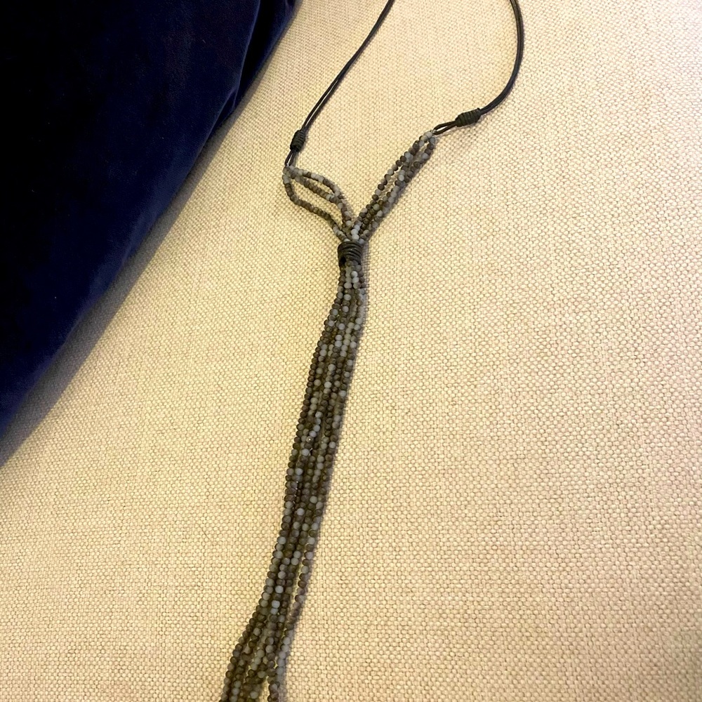 Statement necklace with black and gray beads